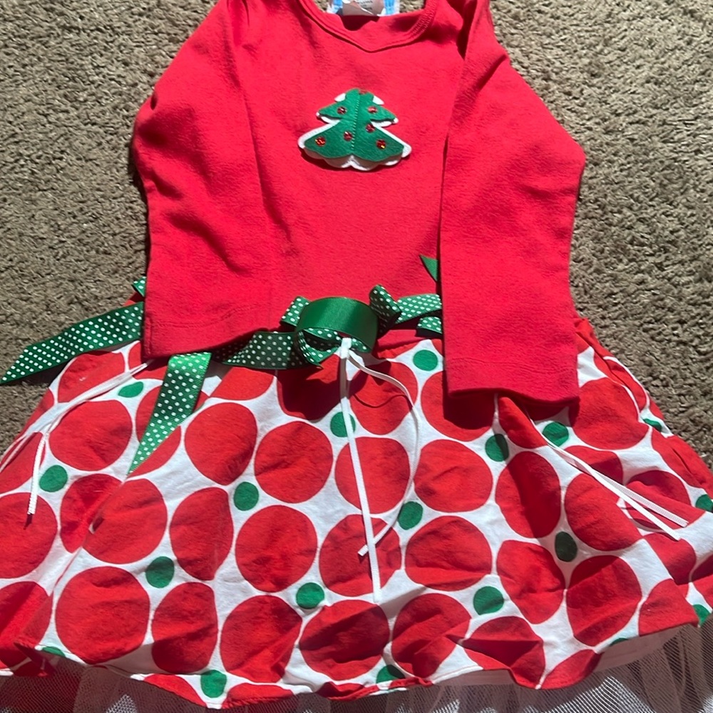 Girls 4T Christmas dress red green